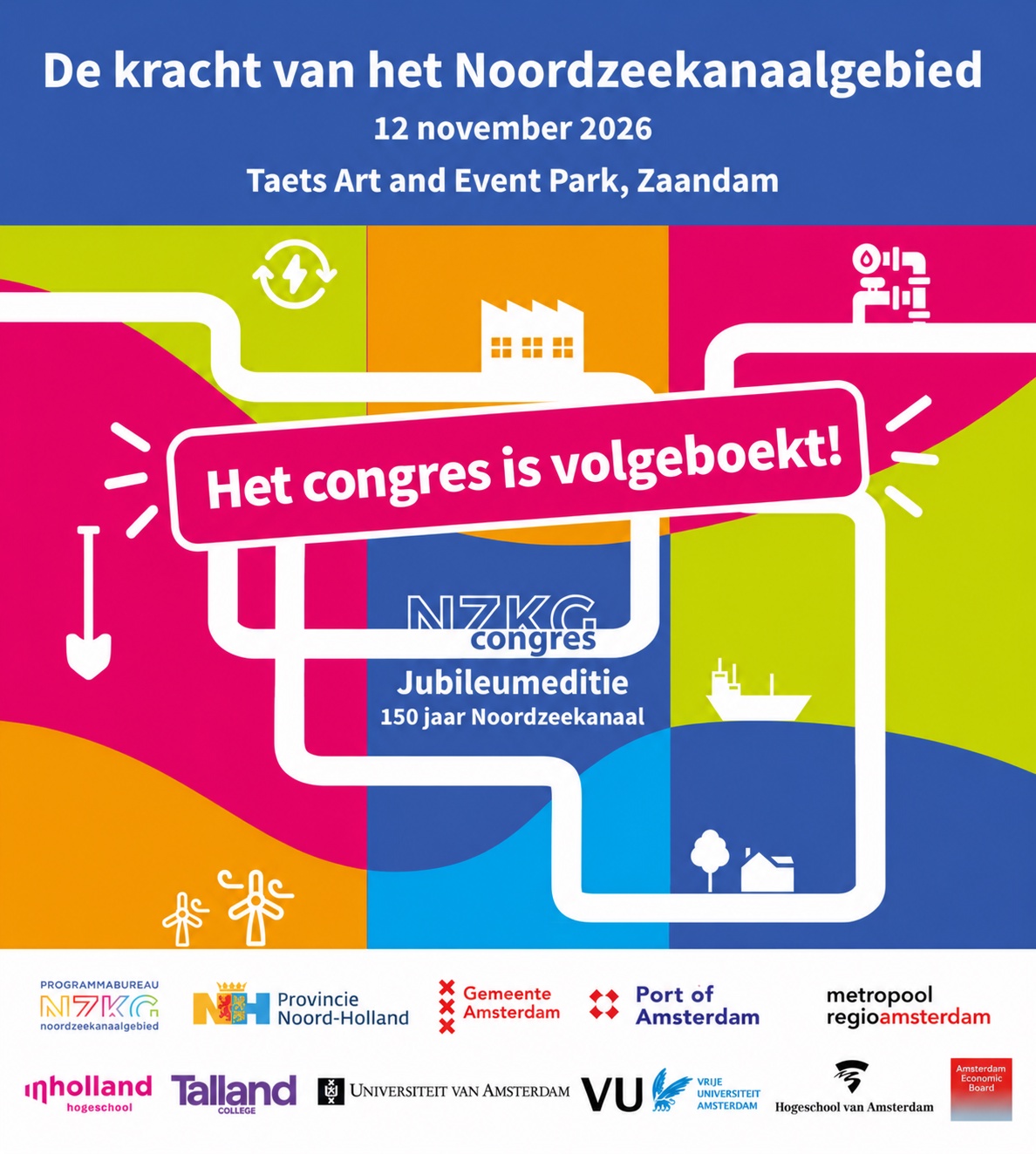 Afbeelding met praktische informatie over NZKG-Jaarcongres 2026